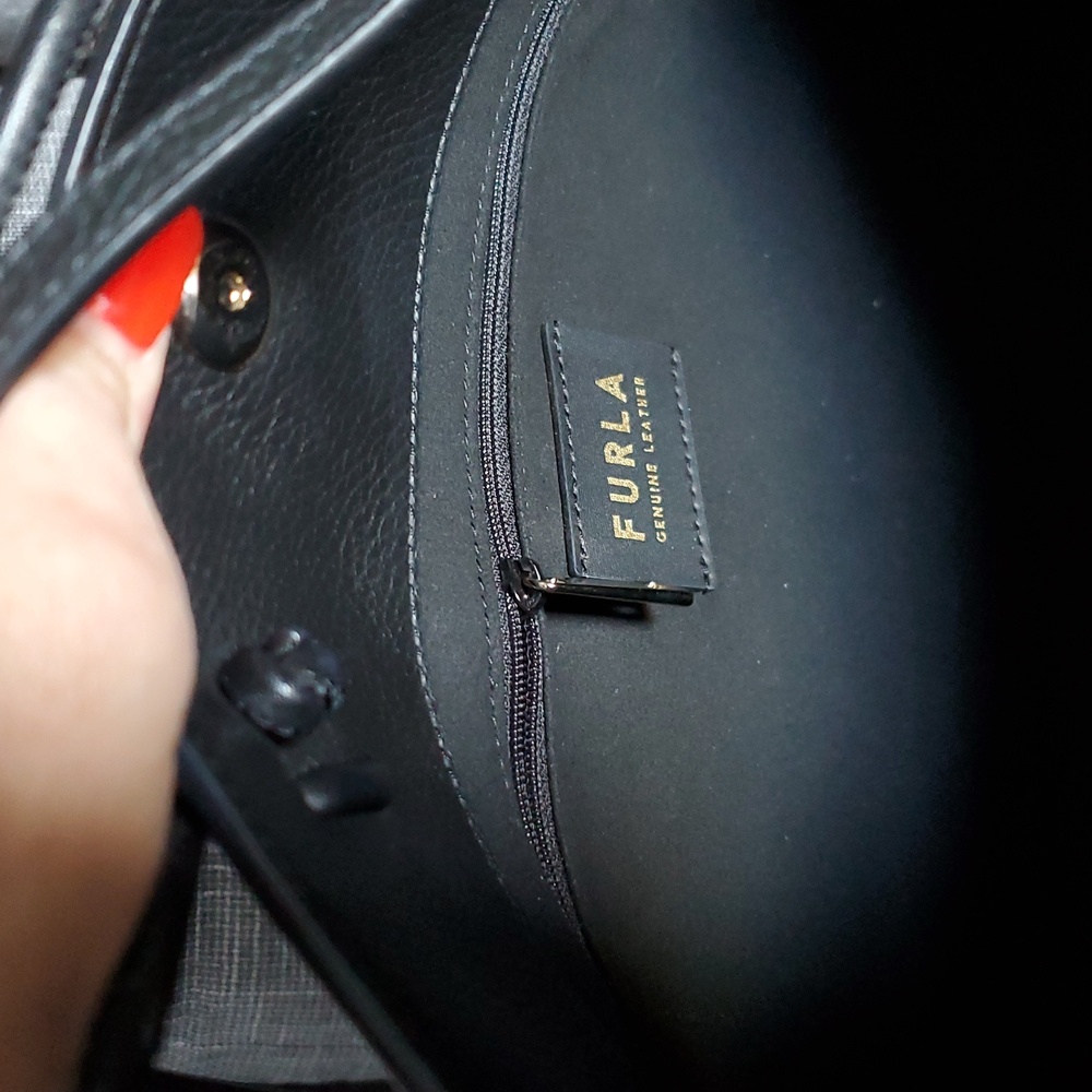Furla Black Tote Bag with Textured Leather and Gold Hardware - Picture 9 of 9